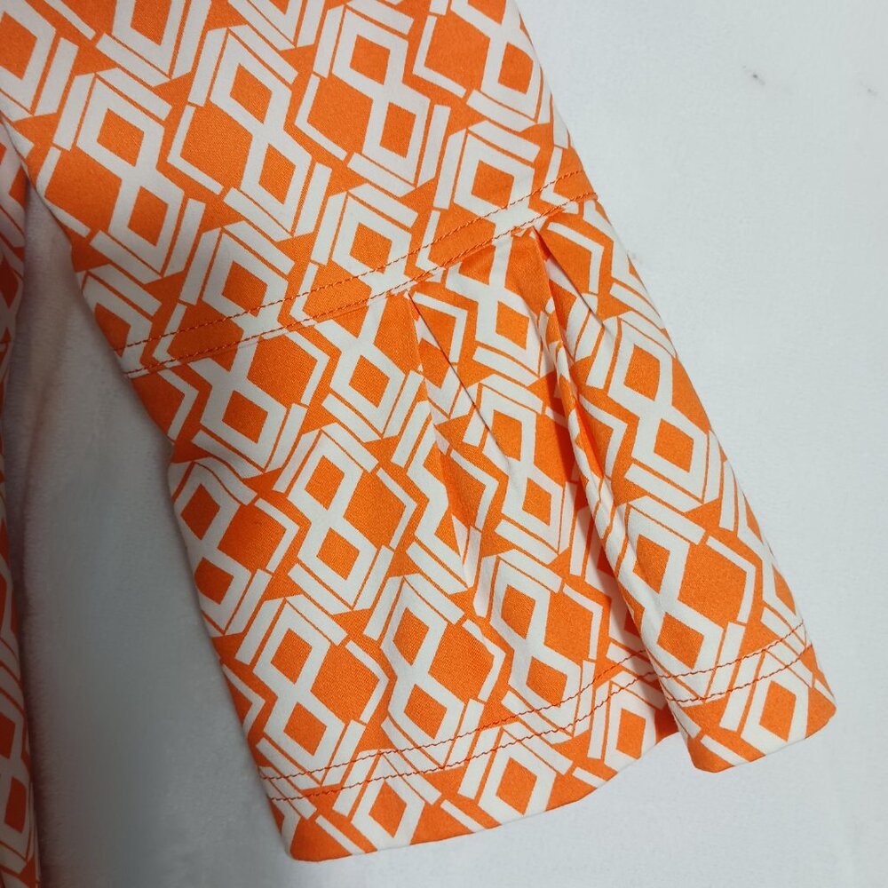 Eden Court, Small, Women's Orange & White Print Jacket, Stylish, Fitted & Flare - Picture 14 of 16